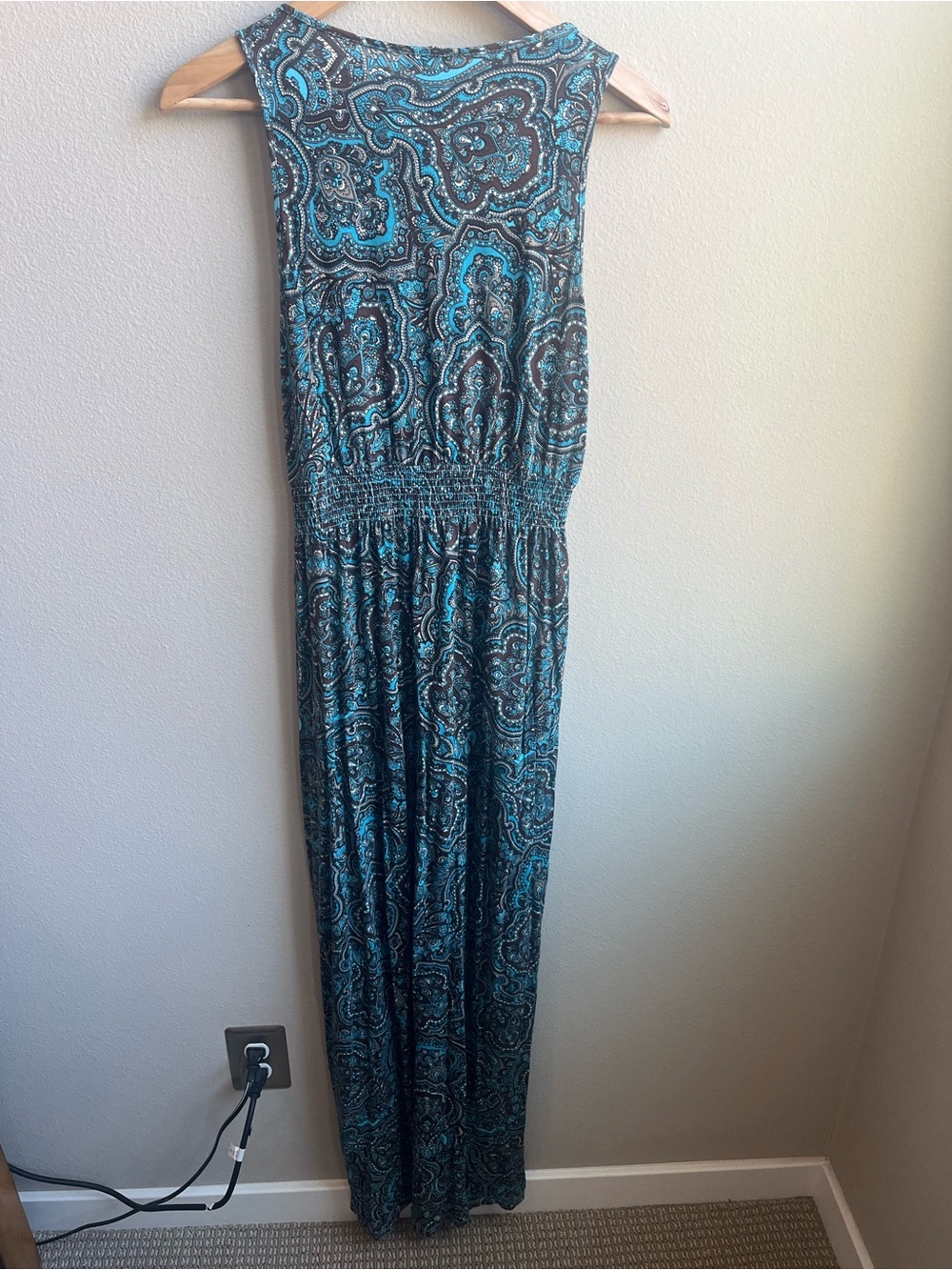 Lascana Teal Paisley V-Neck Maxi Dress EUC - Picture 5 of 9